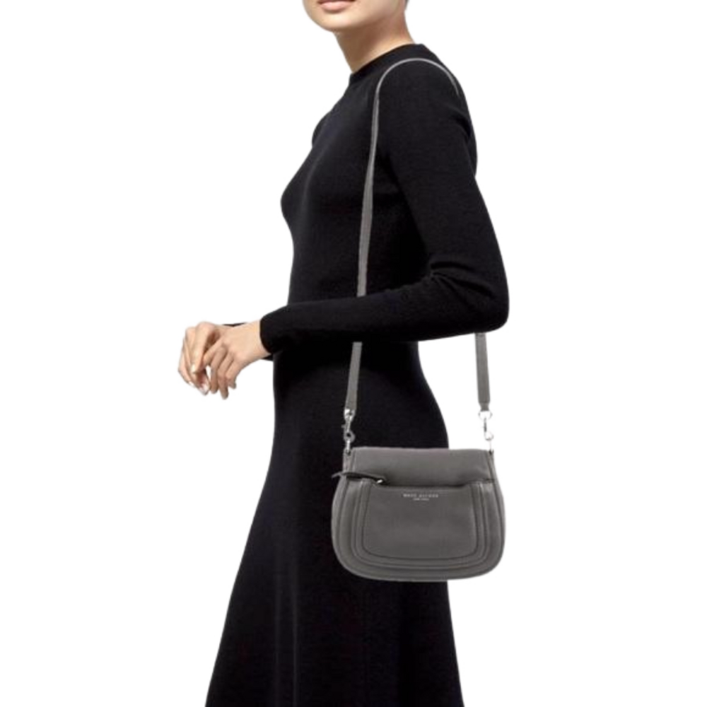 Marc Jacobs New York Empire City Gray Pebbled Leather Crossbody Shoulder Bag